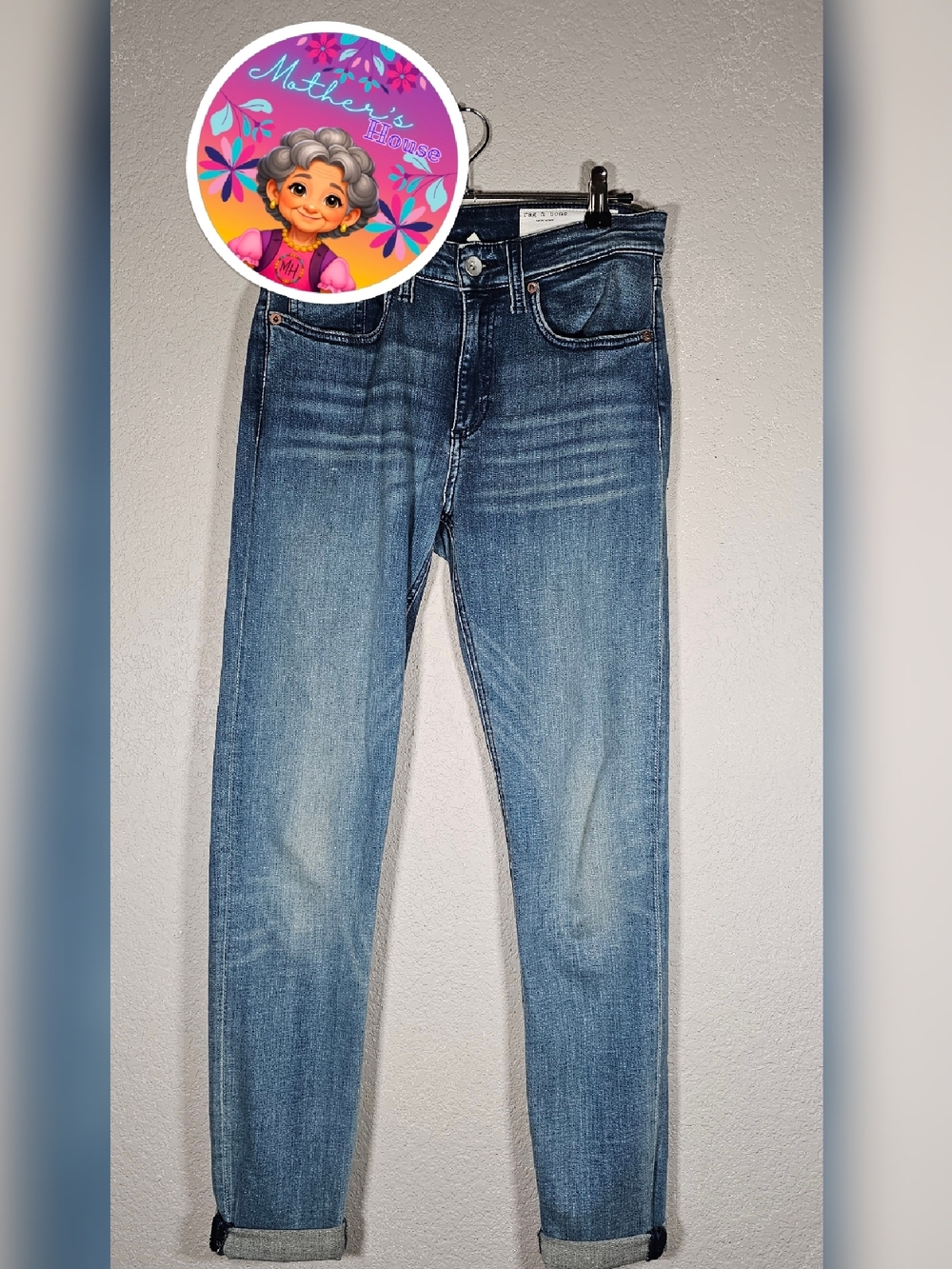 rag & bone faded blue high-rise jeans